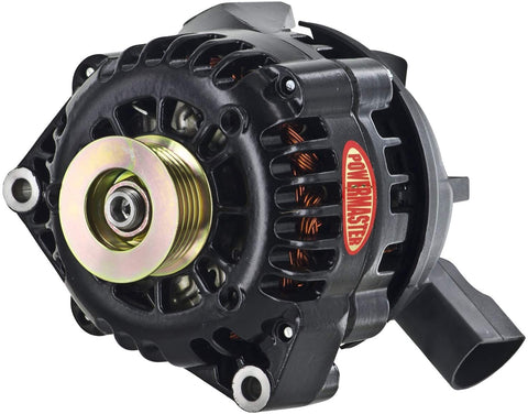 Powermaster 58242 Black Alternator (CS130D 165A 6 Groove Pulley 5:00 with Air Duct Cover 1 Wire or OE Hookup)