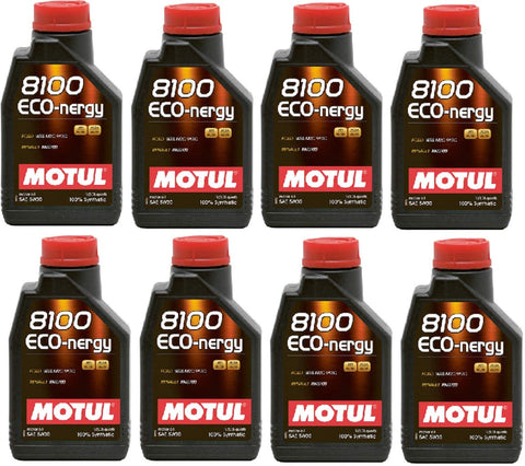 Motul 102782 Set of 8 8100 ECO-nergy 5W-30 Motor Oil 1-Liter Bottles