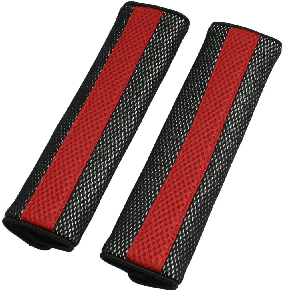 uxcell 2pcs Universal Car Detachable Fastener Red Black Seat Belt Strap Shoulder Pad