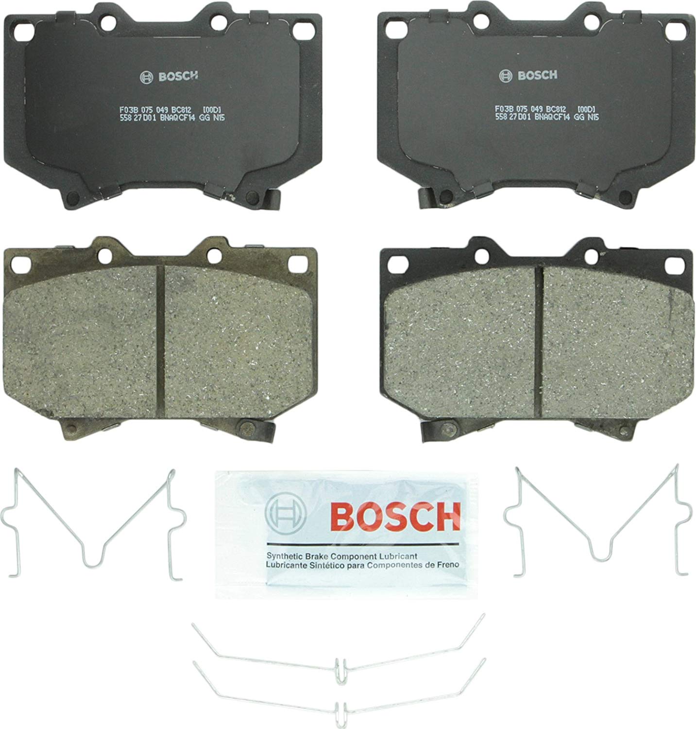 Bosch BC812 QuietCast Premium Ceramic Disc Brake Pad Set For Toyota: 2001-2002 Sequoia, 2000-2002 Tundra; Front