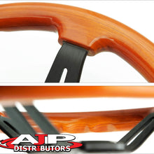 AJP Distributor Universal 345mm 6 Bolt Hole Deep Dish Streak Aluminum Wood Grain Trim Steering Wheel Blank Horn Button JDM Euro VIP Racing Track Drift Drag (Light Wood Trim Black Center)