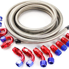 SUNROAD 8AN 15Ft Universal Braided Oil Fuel Line Hose Stainless Steel Nylon w/10PC Swivel Fitting Hose Ends & 2PC Hose Separators Kit
