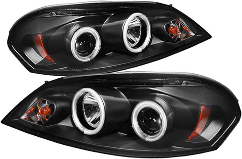 Spyder 5033840 Chevy Impala 06-13 / Chevy Monte Carlo 06-07 - Projector Headlights - CCFL Halo - LED (Replaceable LEDs) - Black - High H1 (Included) - Low H1 (Included)