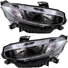 Brock Replacement Set Halogen Headlights with Black Bezel Compatible with 2019 2020 Civic