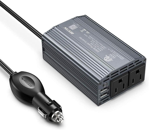 BESTEK 300W Power Inverter DC 12V to 110V AC Car Inverter with 4.2A Dual USB Car Adapter (Gray)