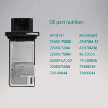 Mass Air Flow Sensor MAF Meter for Nissan Altima Sentra Infiniti G37 EX35 Suzuki Equator & More Replaces# 22680-7S000, MF21058N, 336-60644, AF10141, AFH70M-38, 33660644