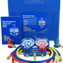 ZENY Diagnostic A/C Manifold Gauge Set R134a Refrigeration Kit Brass Auto Serivice Kit 4FT w/Case, 1/4" SAE Fittings