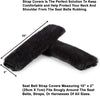 Lebogner Car Seat Belt Shoulder Pad, 2 Pack Soft Harness Cushion Protector, Comfortable Genuine Sheepskin Safety SeatBelt Strap Cover For Adult & Kid Also Good For Backpack, Shoulder Bag & More, Black