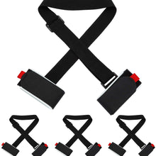 4 Packs Thick and Strong Ski Straps Black Ski Carrier Strap Adjustable Shoulder Carrier Lash Handle Straps with Cushioned Fastener Tape Strap Loop for Adults Kids