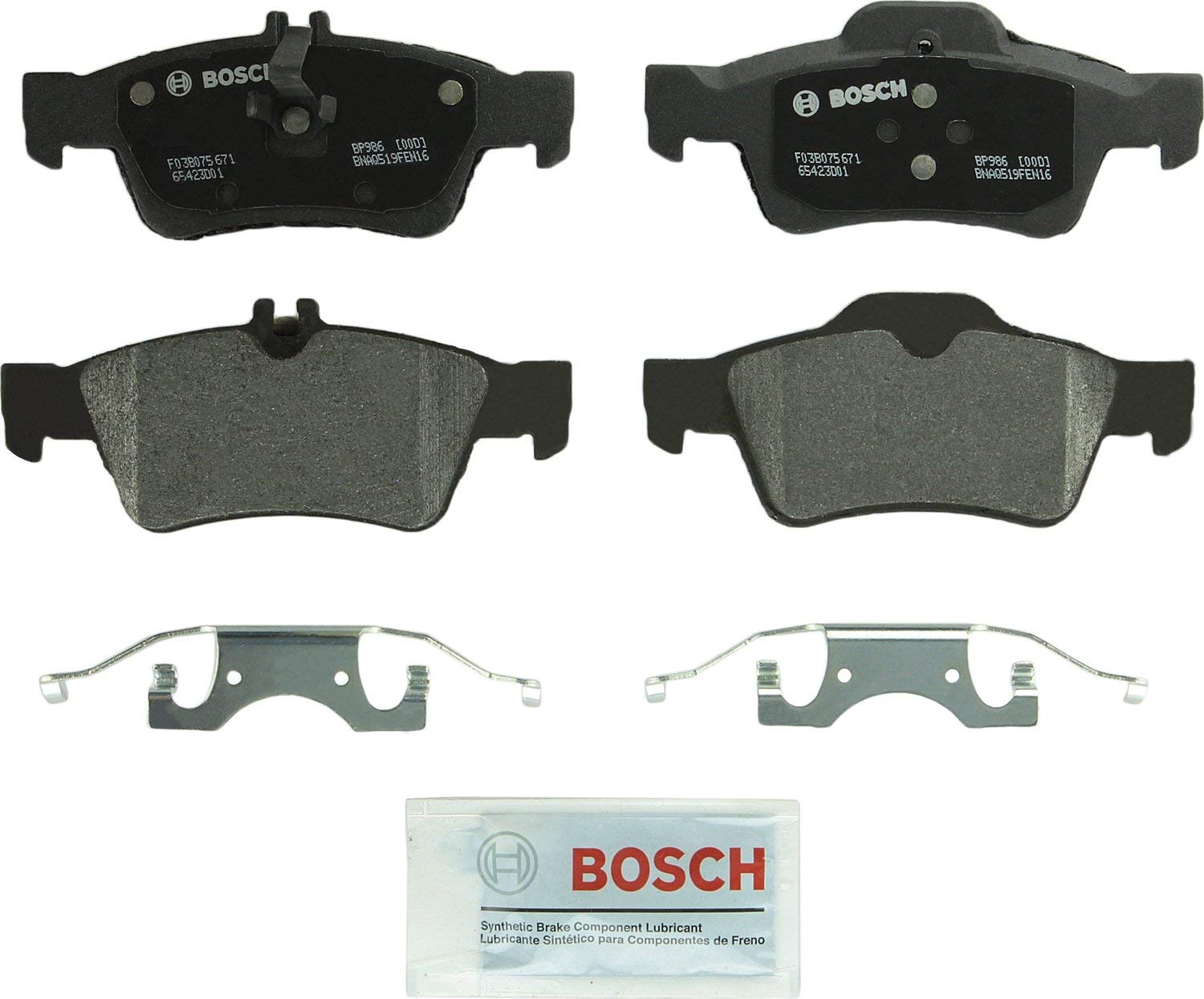 Bosch BP986 QuietCast Premium Semi-Metallic Disc Brake Pad Set For Select Mercedes-Benz (CL, CLS, E, S, SL) 320, 350, 400, 430, 500, 550, 600; Rear
