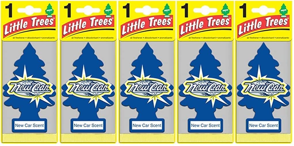 LITTLE TREES Car Air Freshener | Hanging Paper Tree for Home or Car | New Car Scent | 5 Pack