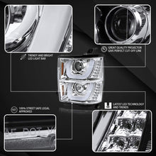 Autozensation For Chevy Silverado Halo LED Signal Projector Headlights Chrome