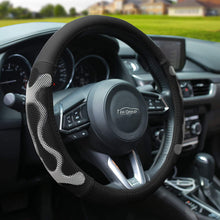 FH Group FH2010 Universal Leather Car Steering Wheel Cover (Gray) with Gift – Universal Fit for Cars Trucks & SUVs