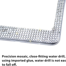 LivTee 2 Pack Luxury Handcrafted Bling White Rhinestone Premium Stainless Steel License Plate Frame with Gift Box | 14 Facets SS20 Clear White Rhinestone Crystal | Anti-Theft Screw Cap