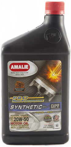 Amalie (75696-56) 20W-50 Pro High Performance Synthetic Blend Motor Oil - 1 Quart Bottle