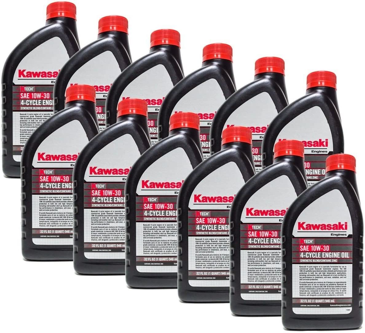 Kawasaki 12PK Quart Genuine OEM 4 Cycle Engine Oil K-TECH SAE 10W-30 99969-6081