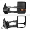Pair Black Power Heated Telescoping Smoked LED Turn Signal Towing Mirrors Replacement for Silverado Sierra GMT900 07-14