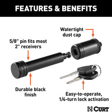 CURT 23518 Black Trailer Hitch Lock, 5/8-Inch Pin Diameter, Fits 2-Inch Receiver
