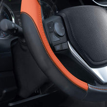 Motor Trend SW-814 Sport Drive Perforated Leather Steering Wheel Cover with Contrast Stitching - Universal Fit for Standard Sizes 14.5 15 15.5 inches (Orange + Black)