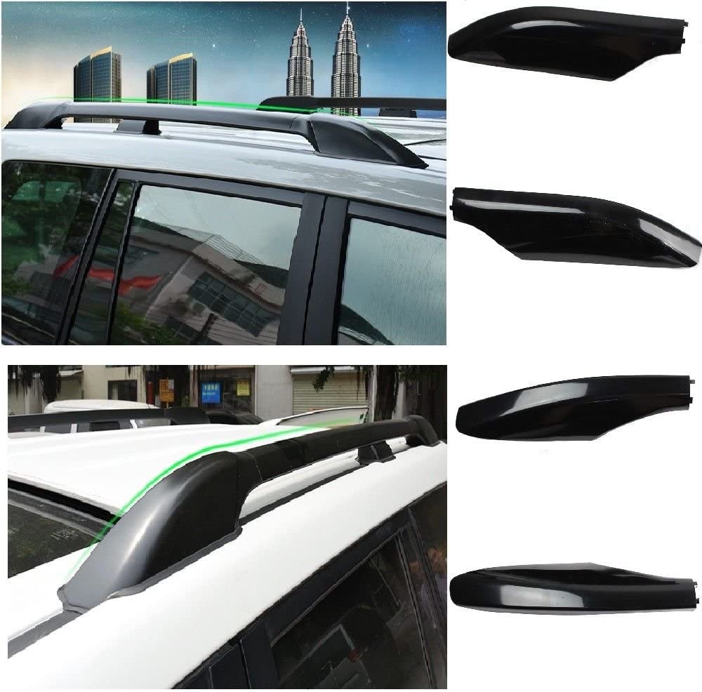 WUPYI 4pcs Roof Rack Bar Rail End Protection Cover Shell Black Fits Toyota Land Cruiser Prado Fj120 2003-2009,US Stock