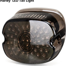 Harley Davidson Smoked LED Tail Light Brake Turn Signal Lights for 2002-2010 FXST Models Harley Sportster 1200 Dyna Smoke Lens Lay Down Style