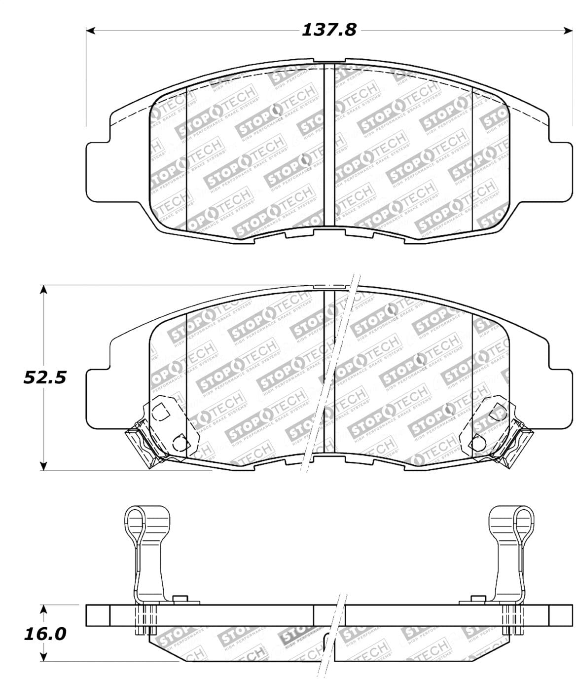 StopTech 308.07640 Street Brake Pads; Front with Shims and Hardware