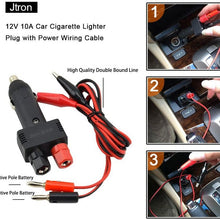 Jtron Dc 12v 10a Male Cigarette Lighter Plug with Power Wiring Cable Car to Take Power Black Power Cord for Inverter