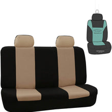 FH Group FB051102 Multifunctional Flat Cloth Seat Covers (Beige) Front Set with Gift - Universal Fit