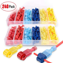 Nilight 50031R 240PCS 240 Pcs/120 Pairs Splice Wire Terminals T-Tap Self-Stripping with Nylon Fully Insulated Male Quick Disconnects Kit, 2 Years Warranty
