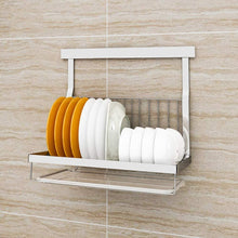 Chenbz Kitchen Rack, Dish Plate Wall Hanging Frame Stainless Steel Drain Rack Hanging Free Punching Dish Plate
