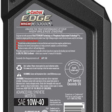 Castrol 06171 EDGE High Mileage 10W-40 Advanced Full Synthetic Motor Oil, 1 Quart, 6 Pack