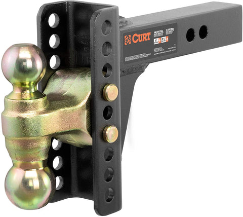 CURT 45900 Adjustable Trailer Hitch Ball Mount, 2-Inch Receiver, 6-Inch Drop, 2 and 2-5/16-Inch Balls, 14,000 lbs