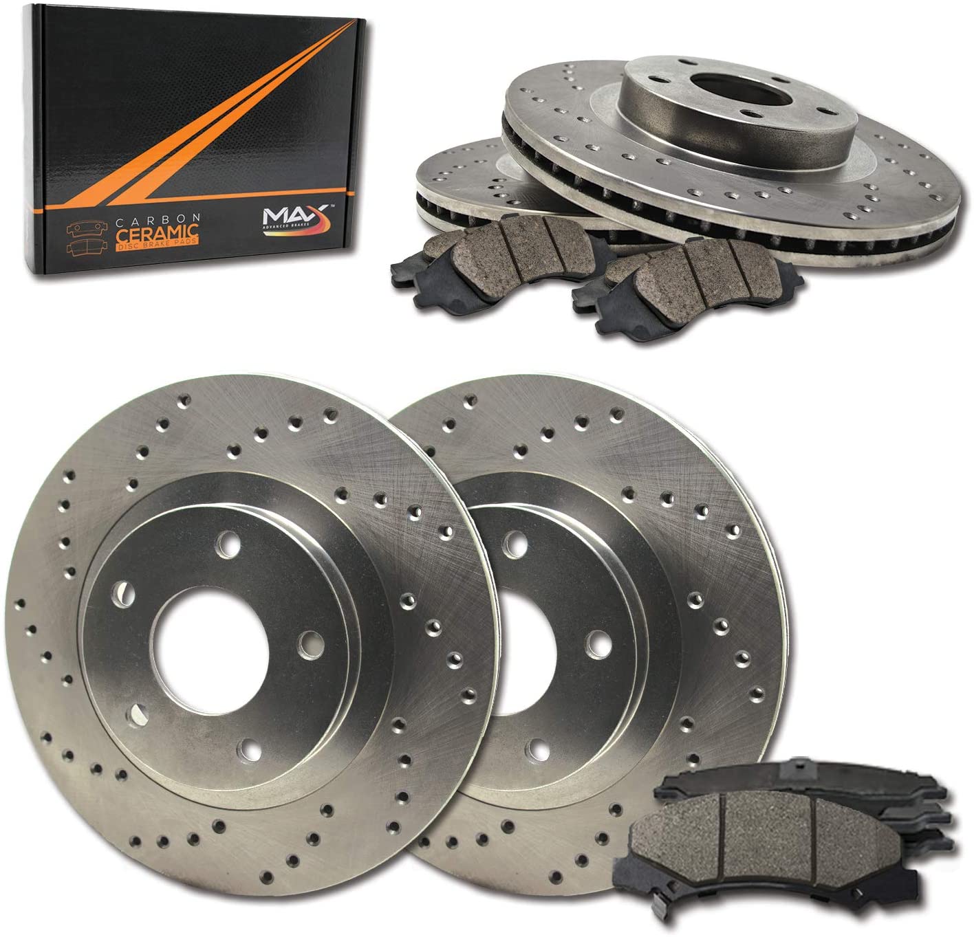 [Front + Rear] Max Brakes Premium XD Rotors with Carbon Ceramic Pads KT012923