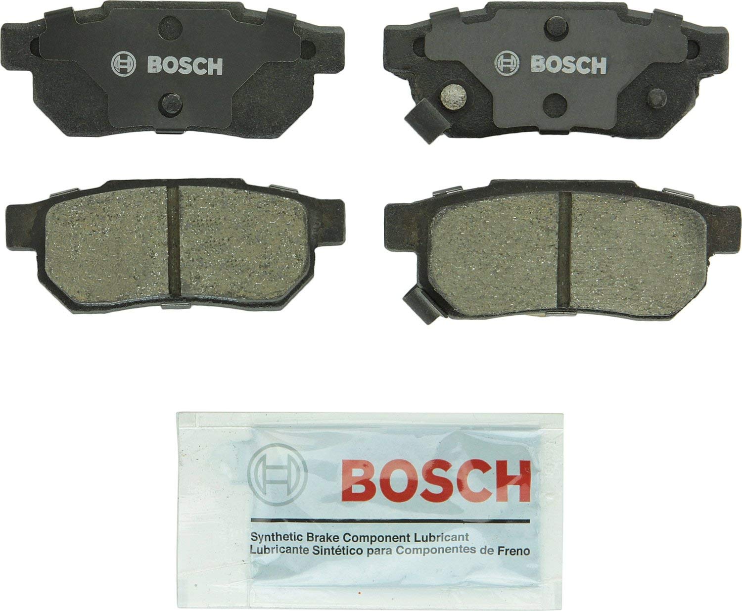 Bosch BC374 QuietCast Premium Ceramic Disc Brake Pad Set For Acura: 1990-1991 Integra; Honda: 1990-1991 CRX, 2009-2014 Fit, 1988-1991 Prelude; Rear