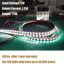 LivTee 2Pcs 60" White LED Cargo Truck Bed Light Strip Lamp Waterproof Lighting Kit with On-Off Switch Fuse 2-Way Splitter Cable for Jeep Pickup RV SUV and More