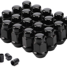 Flycle 20PCS 1.4 inch Black 12x1.5 Closed End Bulge Acorn Lug Nuts - Cone Seat - 19mm Hex Wheel Lug Nut for Acura Integra Buick Cadillac Chevrolet Chrysler Dodge Ford GMC Honda Hyundai Lexus