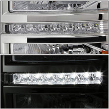 For Chevy Silverado Pair of GMT K2XX Chrome Housing LED Headlight W/Amber Signal + H8 LED Conversion Kit W/Fan