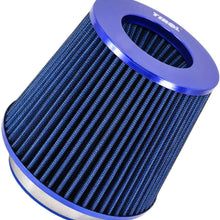 TIROL Air Filter Round Tapered Universal Auto Cold Air Intake Adjustable Neck 3"-3.5"-4" Blue