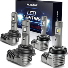 SEALIGHT H11/H8 Low Beam 9005/HB3 High Beam LED Headlight Bulbs Combo, 1:1 Size Design Plug-N-Play, 15,000LM 6000K Bright White CSP Chips Conversion Kit, IP67 with Fan, Scoparc S2 Series, Pack of 4