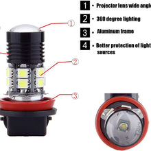 SCITOO White H11 LED Bulbs 12SMD LED Lights with Projector for Fog Light Plug and Play Style,2Pcs