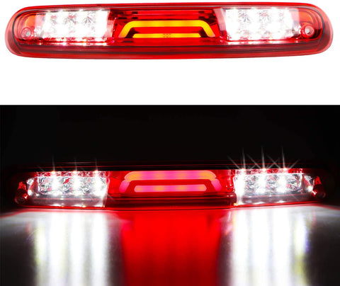 For 2007-2013 Chevy Chevrolet Silverado/GMC Sierra 1500 2500HD 3500HD 3D LED Bar 3rd Third Tail Brake Light Rear Cargo Lamp High Mount Stop light Electroplating Housing (Red)