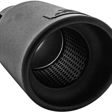 DC Sports EX-1012B Performance Bolt-On Resonated Muffler Slant Tip with Clamps and Adapters for Universal Fitment on Most Cars, Sedans, and Trucks - Matte Black Powdercoat