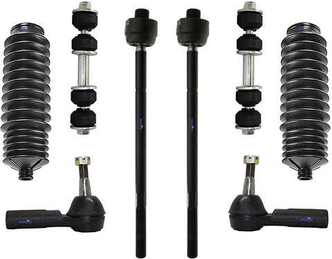 PartsW 8 Pc New Suspension Kit for Buick Cadillac Oldsmobile Pontiac/LeSabre Lucerne Park Avenue Riviera DeVille DTS Seville Aurora Bonneville Tie Rod End & Sway Bars, Rack and Pinion Bellow Boot