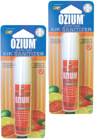 Ozium Smoke & Odor Eliminator Car & Home Air Sanitizer / Freshener, 0.8oz Spray Citrus - Pack of 2