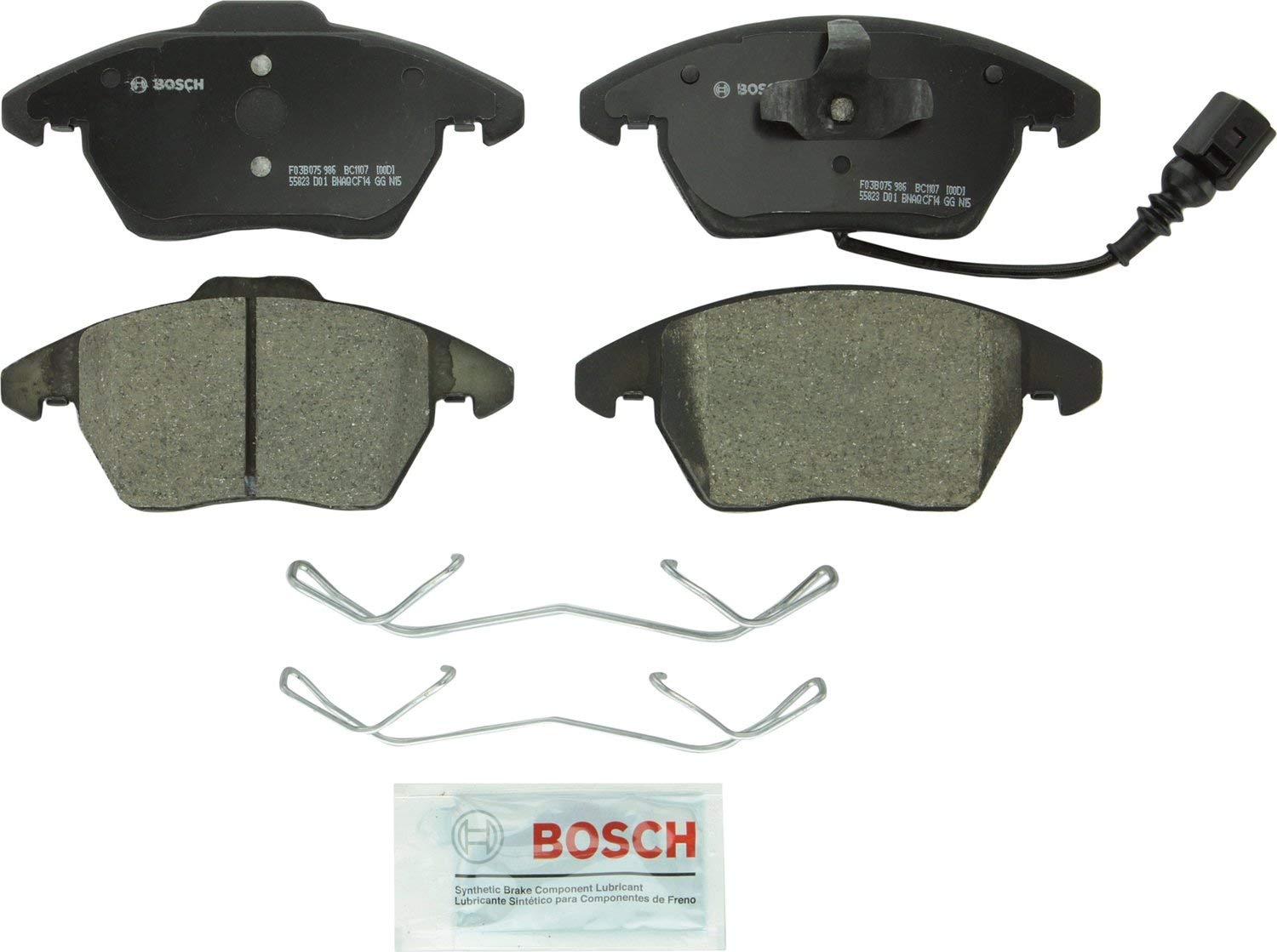 Bosch BC1107 QuietCast Premium Ceramic Disc Brake Pad Set For: Audi A3, A3 Quattro, TT, TT Quattro; Volkswagen Beetle, Bora, CC, Eos, Golf, Golf SportWagen, GTI, Jetta, Passat, Passat CC, Front