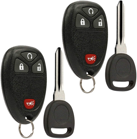Car Key Fob Keyless Entry Remote with Ignition Key fits Chevy Silverado Avalanche Traverse/GMC Sierra Acadia/Pontiac Torrent/Suzuki XL-7, Set of 2