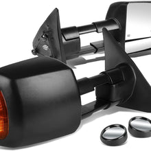 Replacement for Tundra Black Manual Folding Heated Glass Amber LED Signal Towing+Blind Spot Mirror w/Bezel