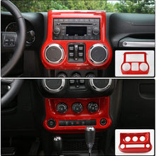 JeCar Center Console Panel & Air Conditioning Switch Panel Trim Cover ABS Interior Trim Kit for 2011-2018 Jeep Wrangler JK JKU, Red