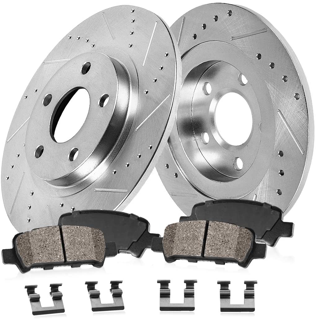 Callahan CDS02709 REAR 268mm D/S 5 Lug [2] Rotors + Ceramic Brake Pads + Clips [fit Chevy Cruze Sonic Trax Buick Encore]