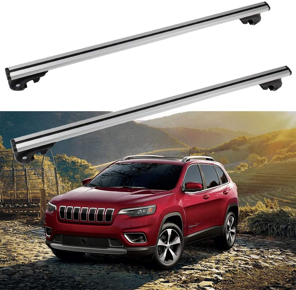 ROADFAR Roof Rack Aluminum Top Rail Carries Luggage Carrier Fit for Jeep Cherokee 2014-2018 Baggage Rail Crossbars